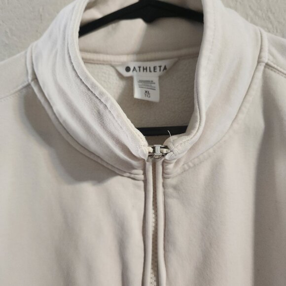 Athleta Forever Fleece 1/4 Zip Sweatshirt Bone Color size XL - Picture 5 of 11